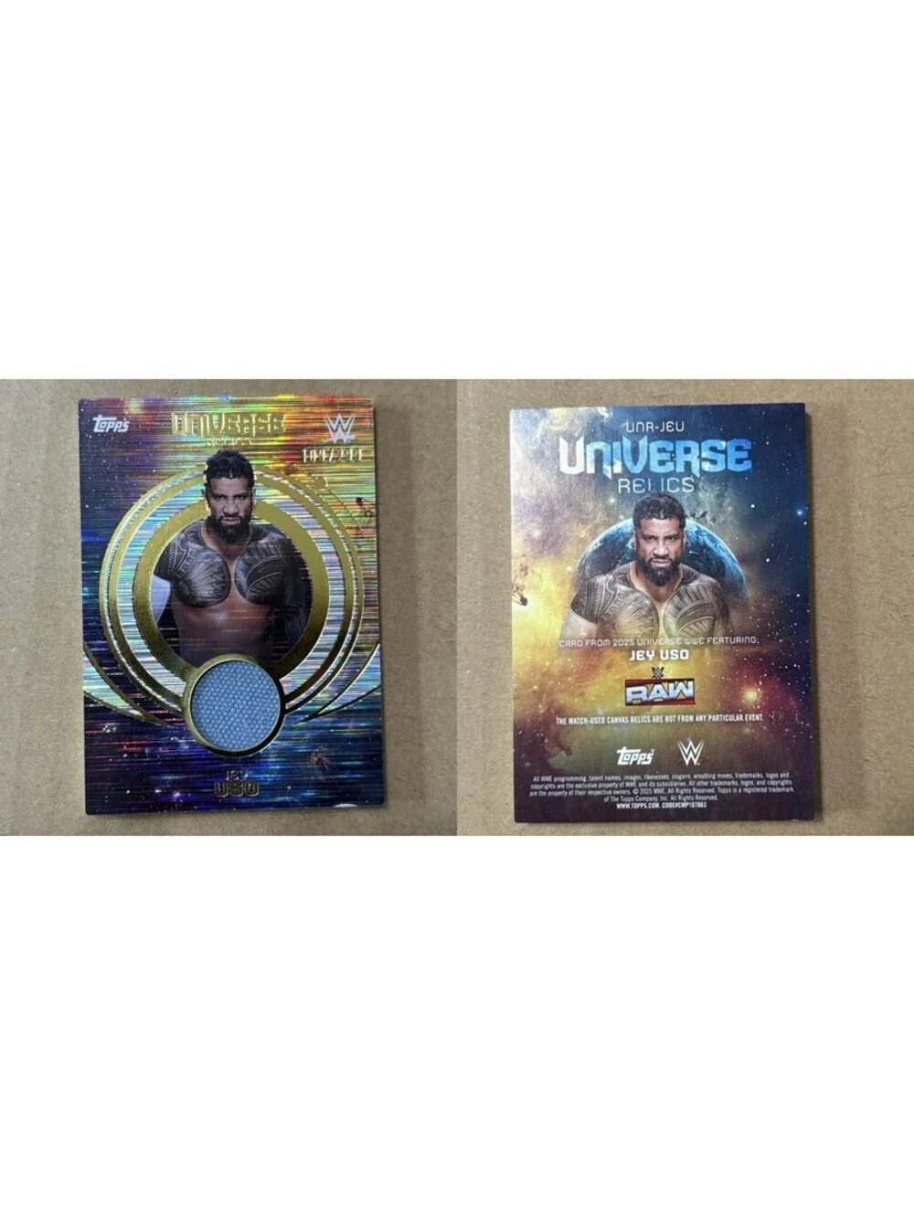 2025 Topps Universe WWE Jey Uso #UNR-JEU Universe Relics #/299